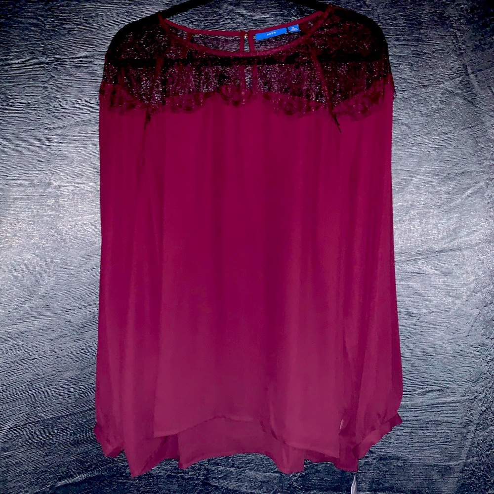 Apt 9 Burgundy and Lace Chiffon Top